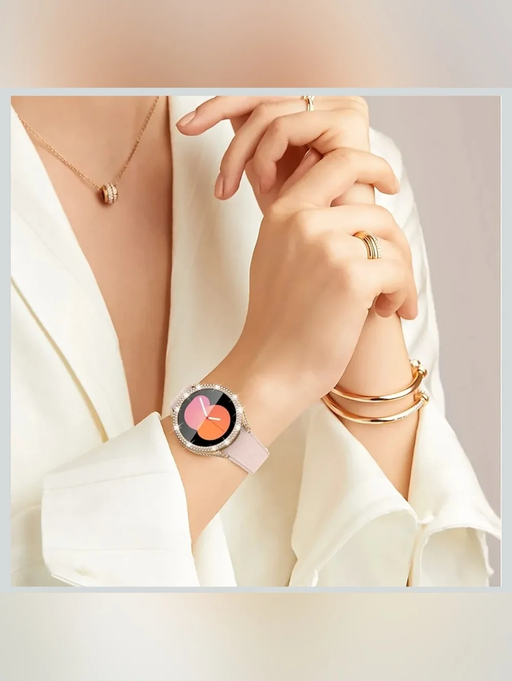 3 Pc. Samsung Galaxy Watch 4/5 44mm Bling Watch Case Cover + Screen Protector